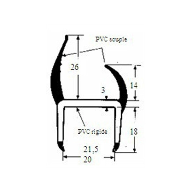 JOINT CONTAINER PVC intérieur 21 mm gris/noir
