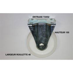 ROULETTE POLYAMIDE BLANC FIXE DIA.125mm CHARGE 170kg