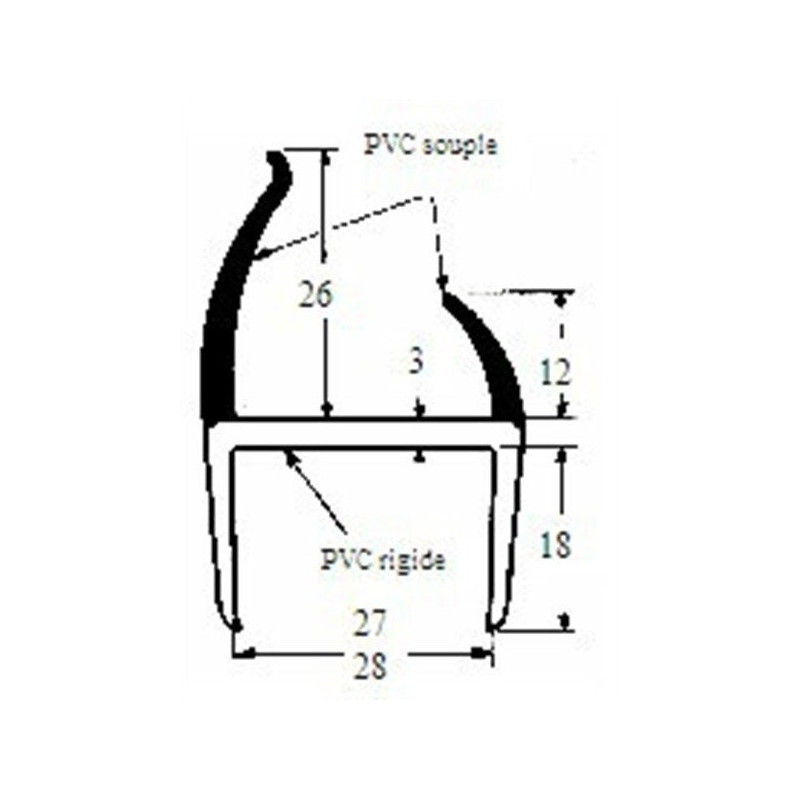 JOINT CONTAINER PVC intérieur 27mm gris/noir