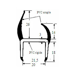 JOINT CONTAINER PVC intérieur 21 mm gris/noir Barre de 5 mètres - Prix au mètre linéaire